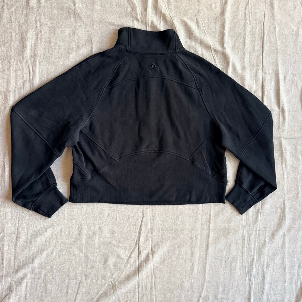 Lululemon Sweatshirt Womens M/L Scuba Quarter Zip Pull Over Cropped Thumb Holes - Picture 11 of 11
